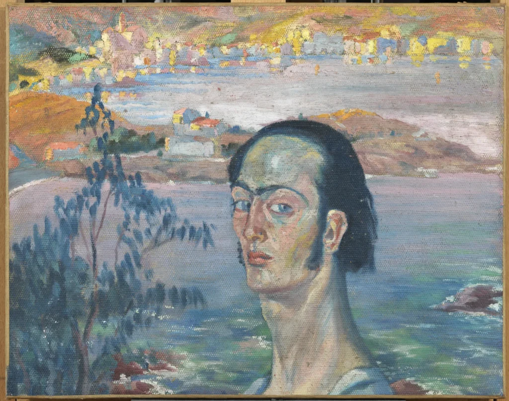 <em>Autoretrat amb coll rafaelesc </em>
c. 1921 
<a href="https://www.salvador-dali.org/ca/obra/cataleg-raonat-pintures/obra/103/autoretrat-amb-coll-rafaelesc?paraulaClau=coll+rafaelesc" rel="noopener" target="_blank">Núm. cat. P 103</a>
Fundació Gala-Salvador Dalí, Figueres 
©Salvador Dalí, Fundació Gala-Salvador Dalí, Figueres, 2024. 