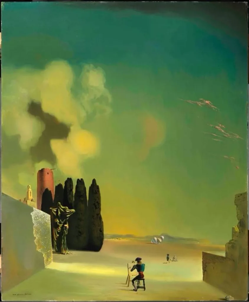 <em>Eléments énigmatiques dans un paysage</em>
1934
Fundació Gala-Salvador Dalí, Figueres 
©Salvador Dalí, Fundació Gala-Salvador Dalí, Figueres, 2024