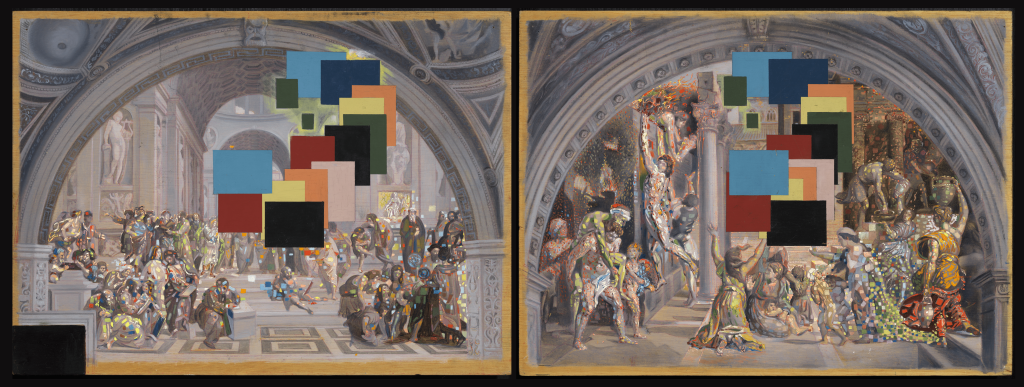 <em>“The School of Athens” and “The Fire in the Borgo” (stereoscopic work)</em>
c. 1979
Cat. no. P 896
Fundació Gala-Salvador Dalí, Figueres ©Salvador Dalí, Fundació Gala-Salvador Dalí, Figueres, 2024