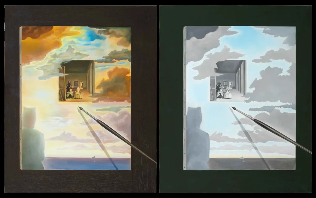 <em>Sense títol. Segons ‘Las Meninas’ de Velázquez (obra estereoscòpica)</em>
1975-1976
<a href="https://www.salvador-dali.org/ca/obra/cataleg-raonat-pintures/obra/1105/sense-titol-segons-las-meninas-de-velazquez-obra-estereoscopica?paraulaClau=meninas" rel="noopener" target="_blank">Núm. cat. P  1105</a>
Fundació Gala-Salvador Dalí, Figueres
©Salvador Dalí, Fundació Gala-Salvador Dalí, Figueres, 2024
